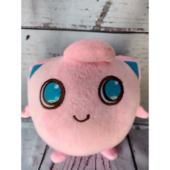 Pokemon Jigglypuff Plush Stuffed Animal 6" Pink Blue Embroidered Eyes No Tags - Picture 2 of 4